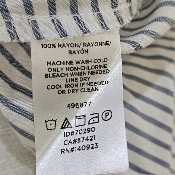 Loft Top Womens M Wrap V-neck Long Sleeves Striped Blouse New - Picture 5 of 7